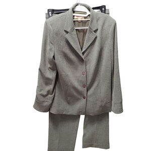Trousers ETC Womens Jacket And Pants Set Gray Size 8/10 Polyester Blend Button